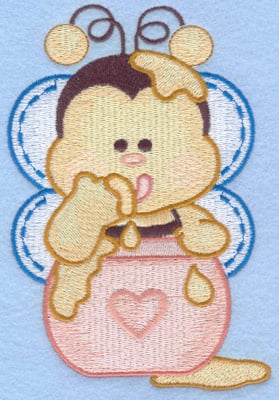 Embroidery Design: Bumble bee with honeypot large<br>3.93w X 5.84h