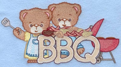Embroidery Design: BBQ bears<br>6.99w X 3.64h
