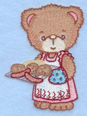 Embroidery Design: Girl bear holding grill small<br>2.93w X 3.90h