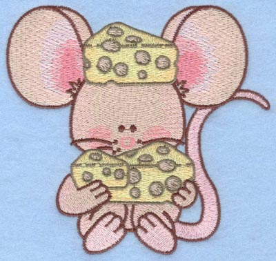 Embroidery Design: Mouse eating cheese large<br>5.00w X 4.64h | Embroidery Legacy Embroidery Design: Mouse eating cheese large<br>5.00w X 4.64h