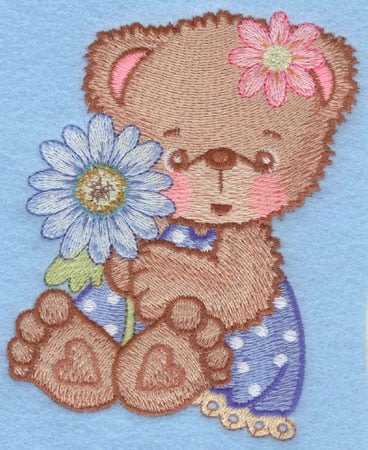 Embroidery Design: Bear in Polka dot dress large<br>4.09w X 5.00h | Embroidery Legacy Embroidery Design: Bear in Polka dot dress large<br>4.09w X 5.00h