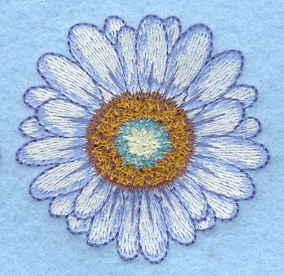 Embroidery Design: Daisy bloom white<br>2.03w X 1.97h