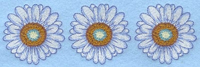 Embroidery Design: Daisy row white<br>6.37w X 1.97h