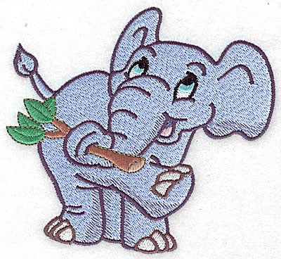 Embroidery Design: Elephant with tree branch large<br> 4.98w X 4.59h