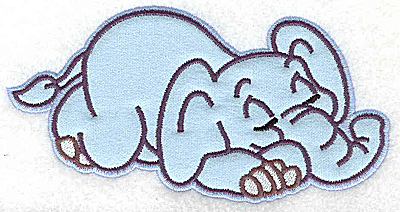 Embroidery Design: Elephant snoozing applique<br> 6.02w  X 3.12h