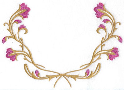 Embroidery Design: Floral half frame large<br> 9.07w X 6.47h
