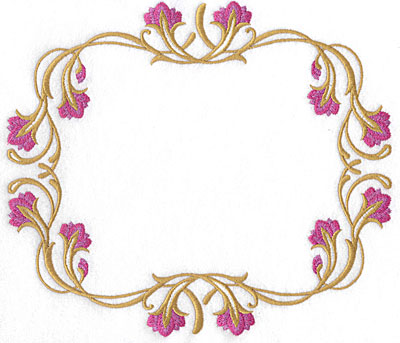 Embroidery Design: Floral frame<br> 8.85w X 7.78h