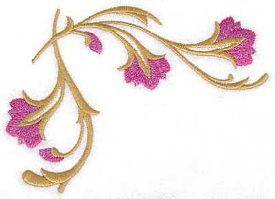 Embroidery Design: Floral upper corner large<br> 5.70w X 4.16h