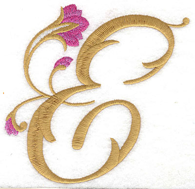 Embroidery Design: E Floral large<br> 4.89w X 4.83h