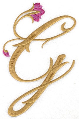 Embroidery Design: G Floral large<br> 4.41w X 6.89h