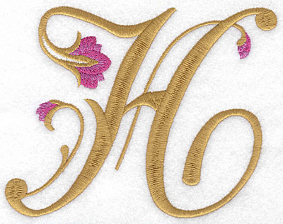Embroidery Design: H Floral large<br> 5.91w X 4.60h