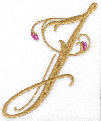 Embroidery Design: J Floral large<br> 4.90w X 6.11h