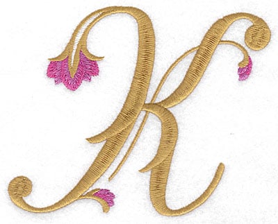 Embroidery Design: K Floral large<br> 5.69w X 4.59h