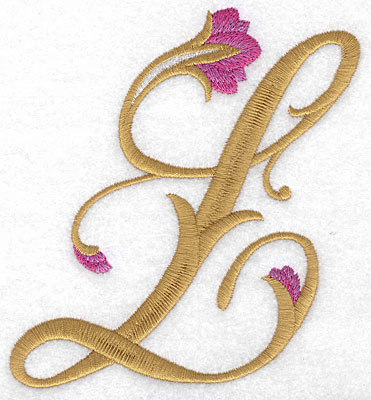 Embroidery Design: L Floral large<br> 4.69w X 4.95h