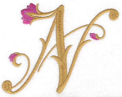 Embroidery Design: N Floral large<br> 6.12w X 4.74h