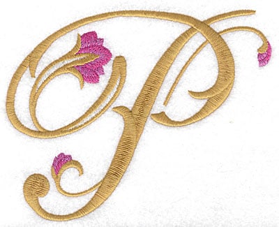 Embroidery Design: P Floral large<br> 5.80w X 4.59h