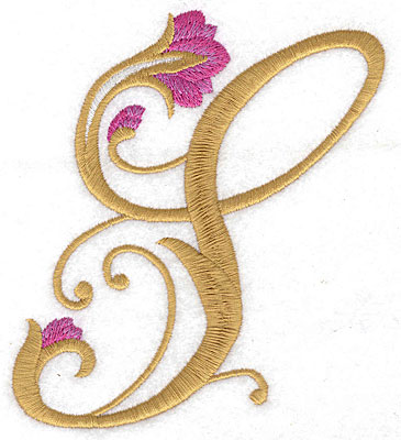 Embroidery Design: S Floral large<br> 4.41w X 4.85h