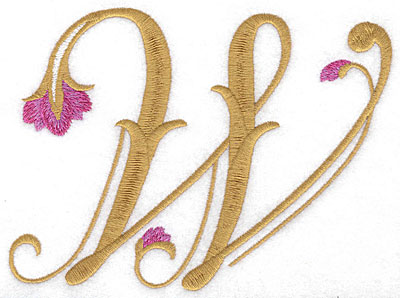 Embroidery Design: W Floral large<br> 6.16w X 4.59h