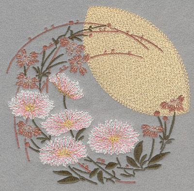 Embroidery Design: Circular Floral Logo with Sun Large<br>6.15w X 6.01h