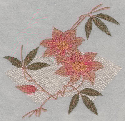 Embroidery Design: Flower 2 Blooms with Pattern Large<br>5.98w X 5.68h