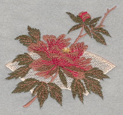 Embroidery Design: Flower Single Bloom with Pattern<br>4.03w X 3.78h