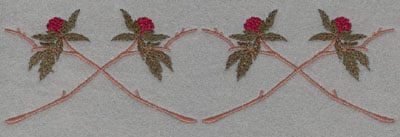 Embroidery Design: Crossed Vine with Floral Bud Large<br>7.50w X 2.24h