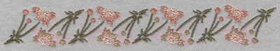 Embroidery Design: Horizontal Row of Flowers<br>7.50w X 1.11h