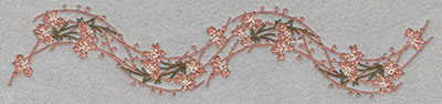 Embroidery Design: Horizontal Wave of Flowers<br>7.49w X 1.62h
