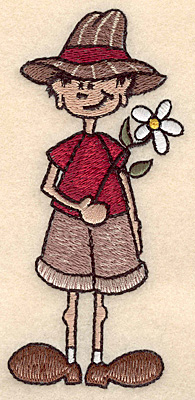 Embroidery Design: Boy with flower large <br>2.20"w X 4.99"h