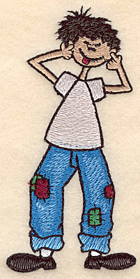 Embroidery Design: Boy hear no evil large <br>2.42"w X 4.99"h
