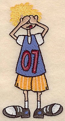 Embroidery Design: Boy see no evil large <br>2.57"w X 4.99"h
