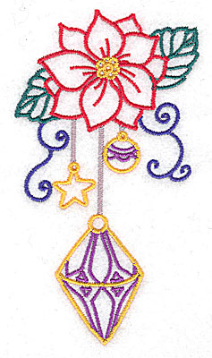 Embroidery Design: Poinsettia with ornaments large<br> 2.75w X 4.98h
