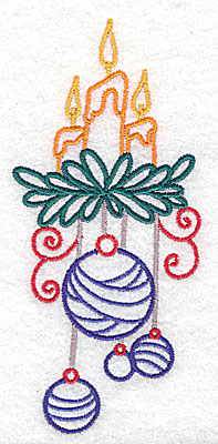 Embroidery Design: Christmas candles large<br> 2.27w X 4.98h
