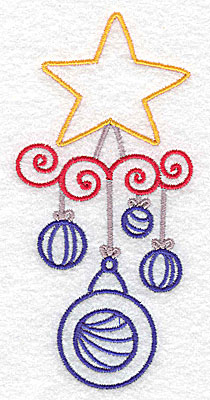 Embroidery Design: Christmas star with ornaments large<br> 2.34w X 4.97h