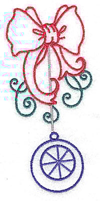 Embroidery Design: Christmas bow with ornament large<br> 2.27w X 4.97h | Embroidery Legacy Embroidery Design: Christmas bow with ornament large<br> 2.27w X 4.97h