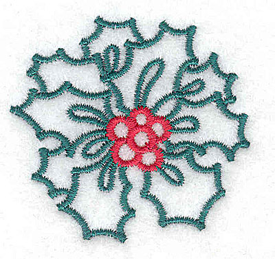 Embroidery Design: Holly with berries<br> 2.01w X 1.91h