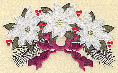 Embroidery Design: White poinsettia trio large<br> 6.15w X 3.85h