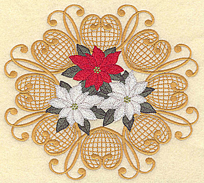 Embroidery Design: Pointsettias in circular design<br> 6.76w X 6.15h