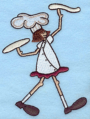 Embroidery Design: Chef with pizza large <br> 4.99"h x 3.69"w | Embroidery Legacy Embroidery Design: Chef with pizza large <br> 4.99"h x 3.69"w