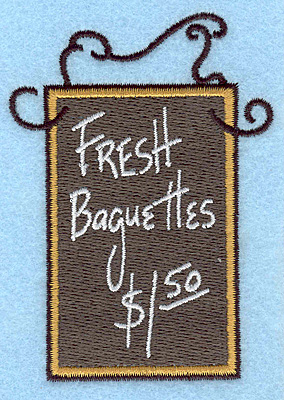 Embroidery Design: Fresh Baguettes <br> 3.50"h x 2.54"w