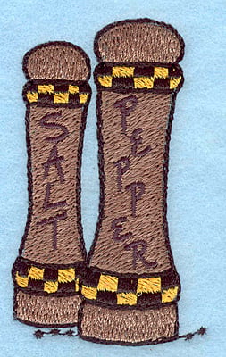 Embroidery Design: Salt and pepper shakers <br> 3.02"h x 1.80"w