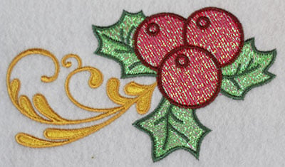 Embroidery Design: Mistletoe with swirls<br> 2.99w X 5.15h