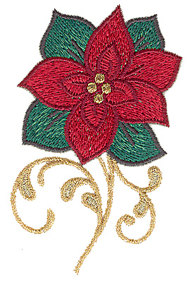 Embroidery Design: Poinsettia<br> 2.44w X 3.88h