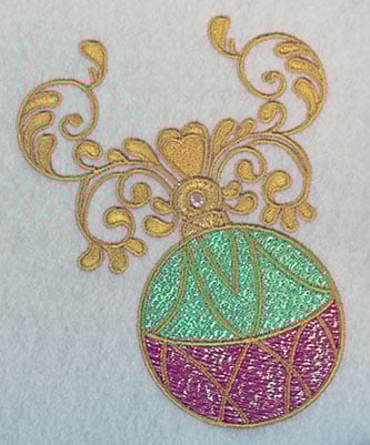 Embroidery Design: Christmas ornament with swirls<br> 4.1w X 5.18h | Embroidery Legacy Embroidery Design: Christmas ornament with swirls<br> 4.1w X 5.18h