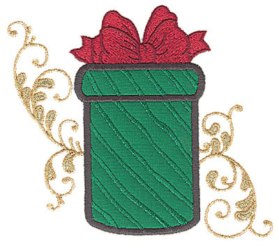 Embroidery Design: Christmas gift box applique<br> 5.55w X 4.95h
