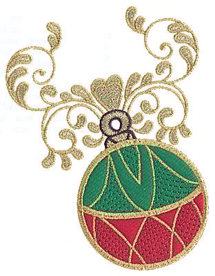 Embroidery Design: Christmas ornament double applique<br> 6.25w X 4.93h