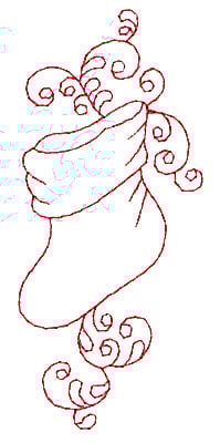 Embroidery Design: Christmas stocking redwork 1.70w X 3.86h