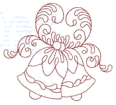 Embroidery Design: Christmas bells redwork 3.87w X 3.44h