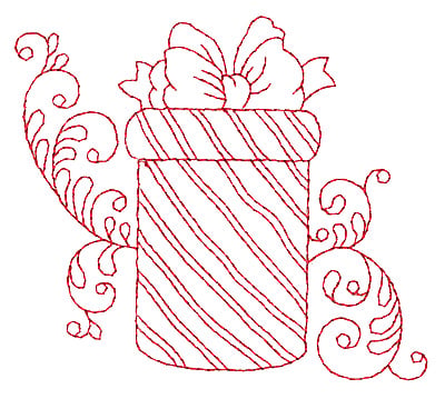 Embroidery Design: Christmas gift box redwork<br> 3.87w X 3.38h