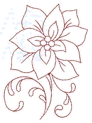 Embroidery Design: Poinsettia redwork<br> 2.65w X 3.89h